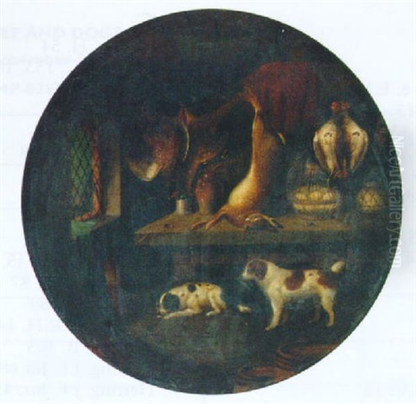 Spaniel With Dead Game In A Larder Oil Painting by Benjamin Blake