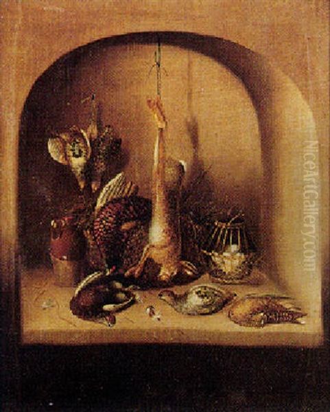 Larder Still Life With A Hare, Grouse, And Partridge Oil Painting by Benjamin Blake