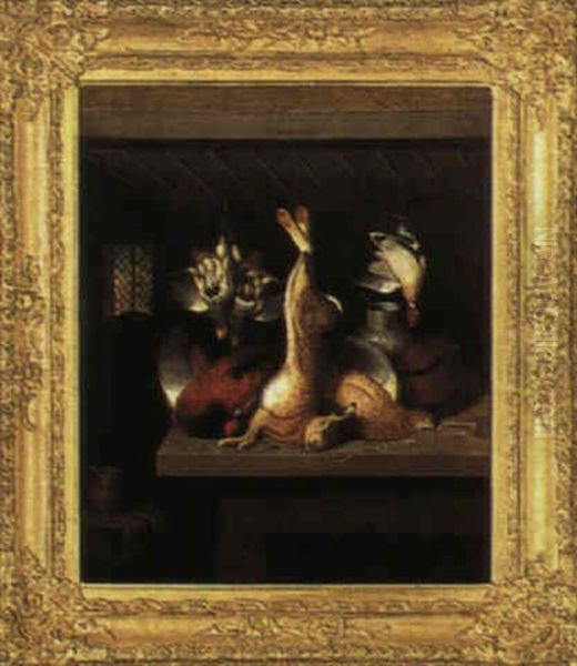 Still Life Of Game In A Larder Oil Painting by Benjamin Blake