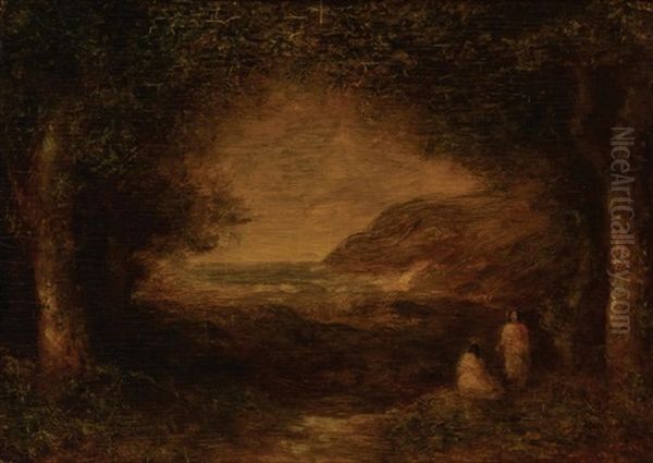 Two Indians By The Ocean Oil Painting by Ralph Albert Blakelock