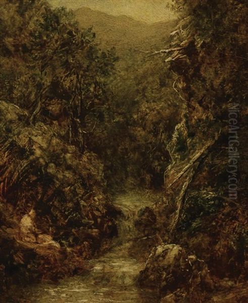 Boulder Canyon Oil Painting by Ralph Albert Blakelock