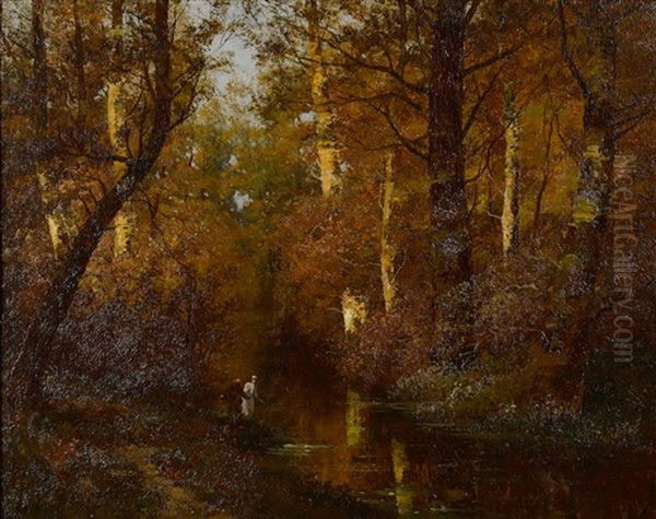 Walking Along The River Oil Painting by Ralph Albert Blakelock