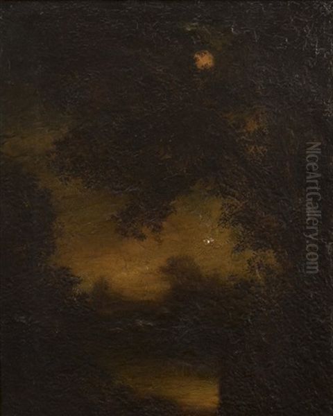 Moonlight Through A Wooded Landscape Oil Painting by Ralph Albert Blakelock