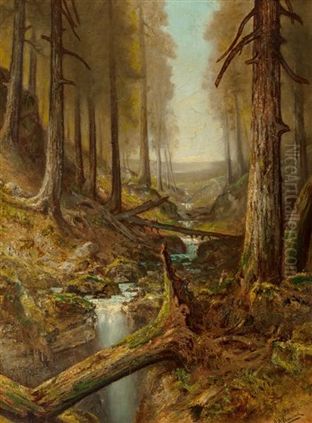 Forest Interior Oil Painting by Ralph Albert Blakelock