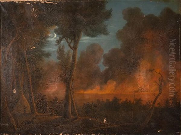 Wildfire Approaching Camp Oil Painting by Ralph Albert Blakelock