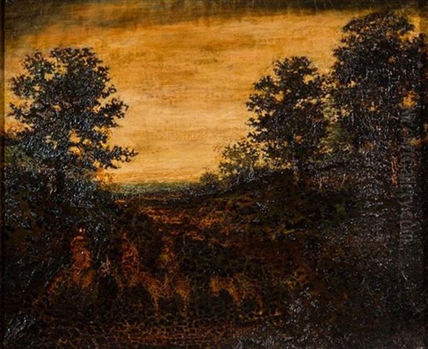 Native Americans On Horseback Oil Painting by Ralph Albert Blakelock