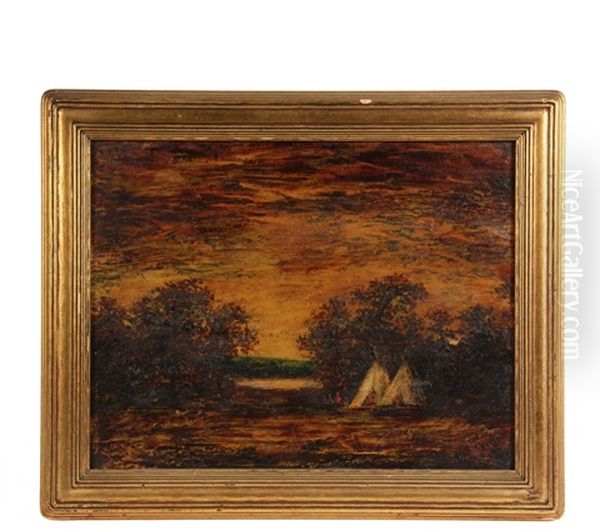 Indian Encampment At Riverside Glen Oil Painting by Ralph Albert Blakelock