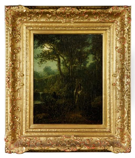 Moonlit Scene With Native American Oil Painting by Ralph Albert Blakelock