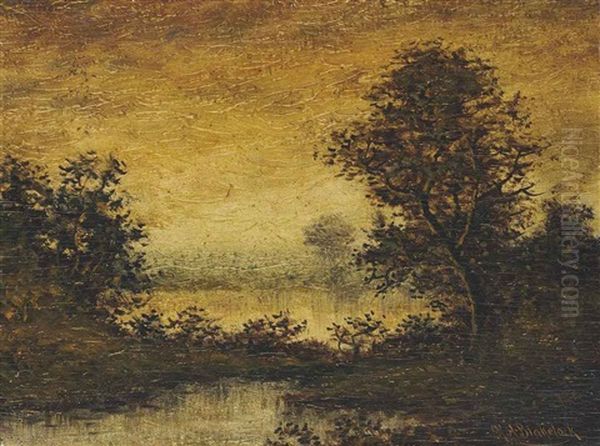 Golden Landscape Oil Painting by Ralph Albert Blakelock