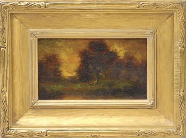 An Atmospheric Landscape At Sunset Oil Painting by Ralph Albert Blakelock