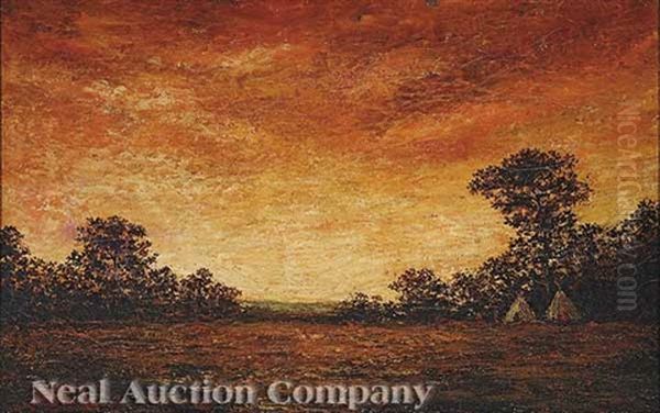 Indian Encampment At Dusk Oil Painting by Ralph Albert Blakelock