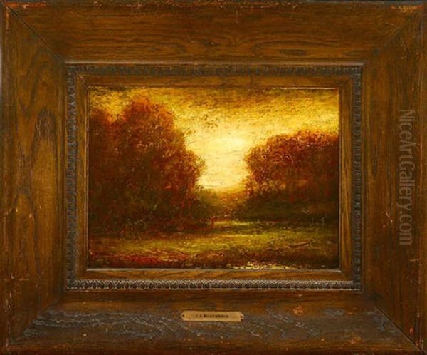 Two Figures In Tonal Wooded Landscape by Ralph Albert Blakelock