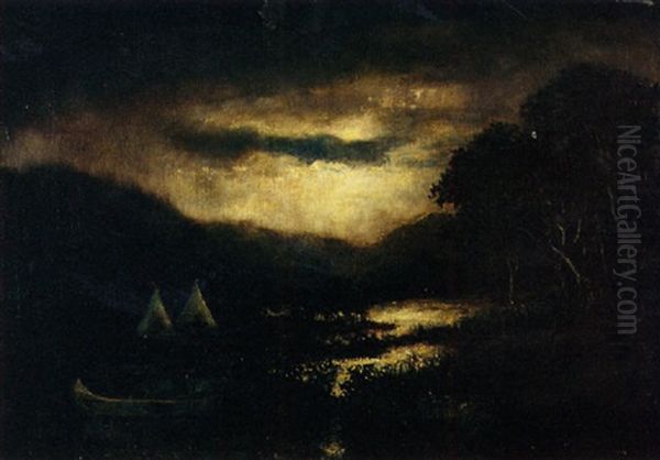 Indian Encampment (nocturne) Oil Painting by Ralph Albert Blakelock