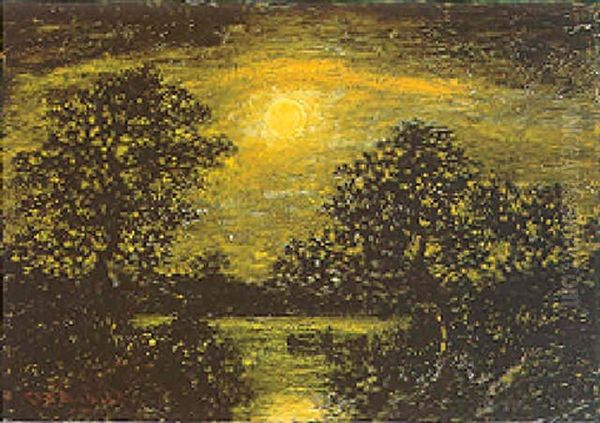 Nocturne With Full Moon Oil Painting by Ralph Albert Blakelock