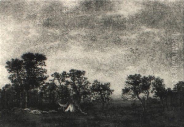 Landscape With Teepee Oil Painting by Ralph Albert Blakelock