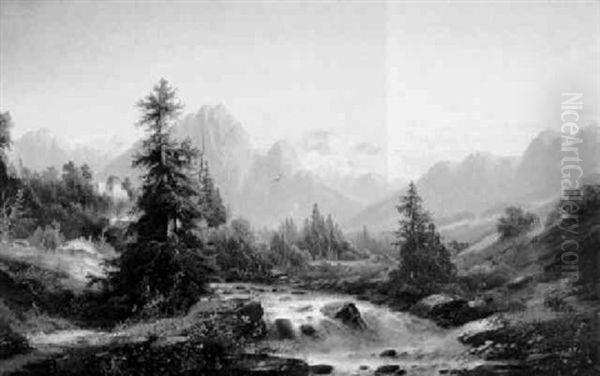 Gebirgslandschaft Oil Painting by Adolf Albin Blamauer