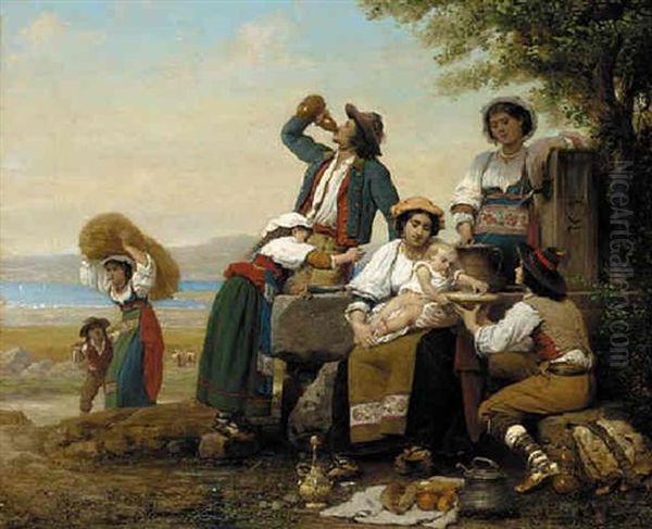 The Family Picnic Oil Painting by Celestin-Joseph Blanc