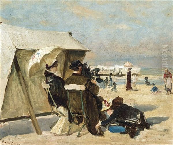 Scene De Plage Oil Painting by Ernest Blanc-Garin