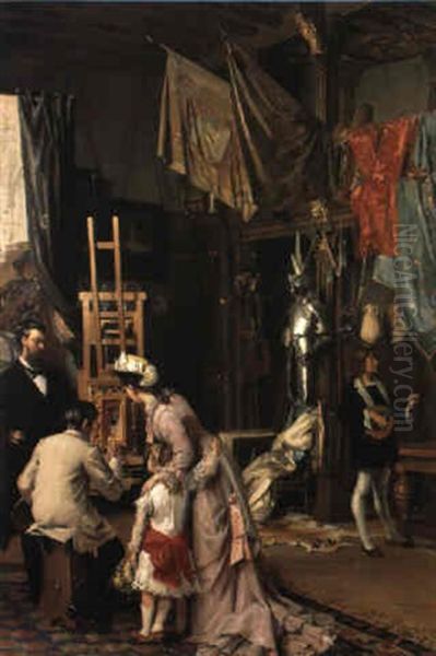 Visite A L'atelier Du Peintre M.e. Wauters Oil Painting by Ernest Blanc-Garin