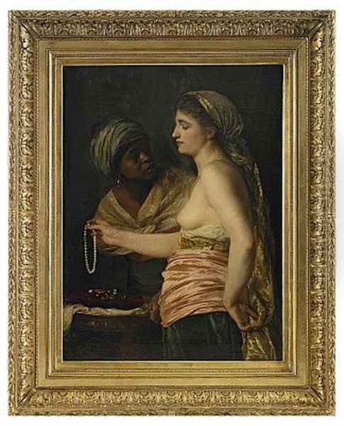 Flicka Med Parlhalsband Oil Painting by Edouard Theophile Blanchard