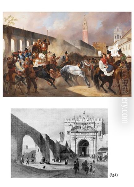 Festejo En La Puerta De Carmona Oil Painting by Henri Pierre Leon Pharamond Blanchard