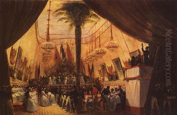 Bal A Bord De La Creole A La Havane Oil Painting by Henri Pierre Leon Pharamond Blanchard