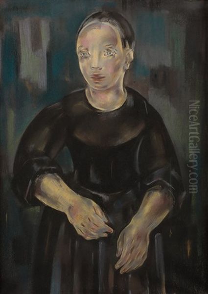 Mujer De Negro Oil Painting by Maria Blanchard