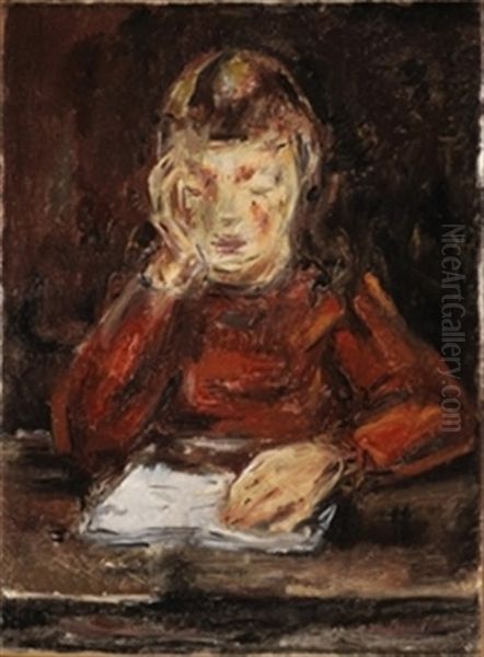 Nina Leyendo Oil Painting by Maria Blanchard