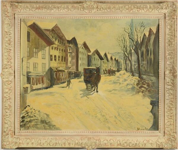 Street In Winter Oil Painting by Jacques-Emile Blanche