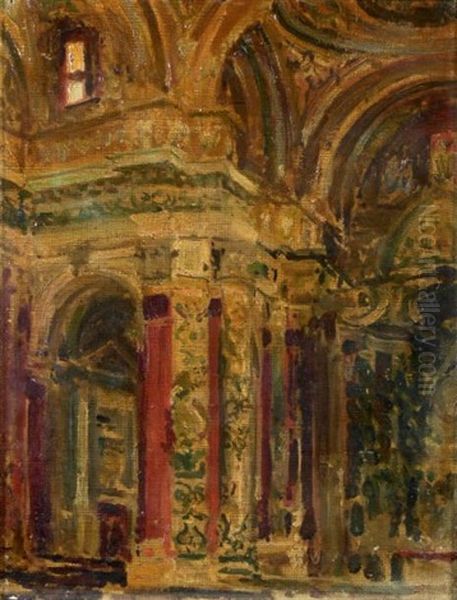 Interieur D'eglise (venise?) Oil Painting by Jacques-Emile Blanche