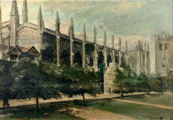 New College, Oxford Oil Painting by Jacques-Emile Blanche