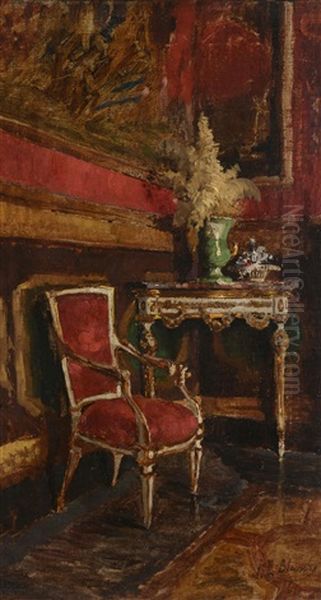 Interior Scene Oil Painting by Jacques-Emile Blanche