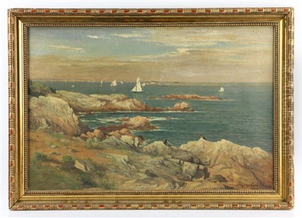 Seascape With Sailboats Oil Painting by Jacques-Emile Blanche