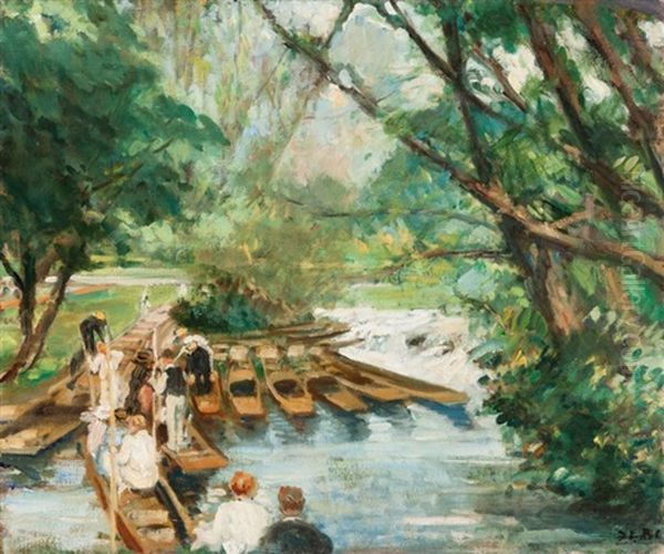 Barques Sur Le Cherwell Oil Painting by Jacques-Emile Blanche