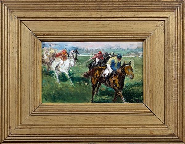 La Course Aux Chevaux Oil Painting by Jacques-Emile Blanche