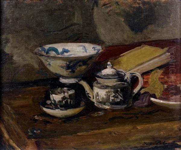 Nature Morte A La Faience Oil Painting by Jacques-Emile Blanche