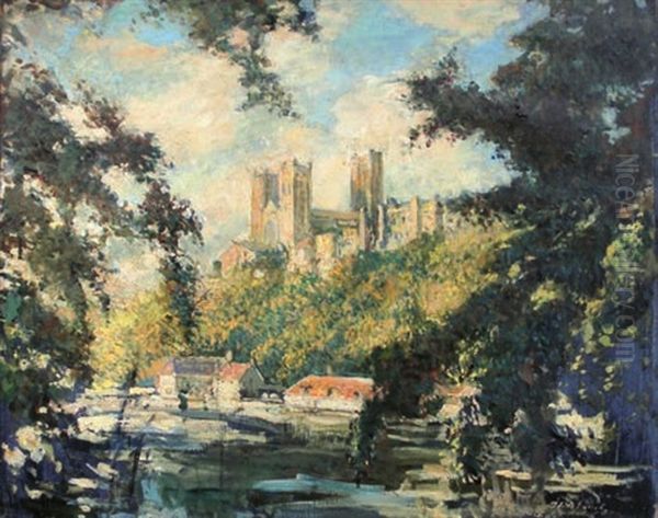 La Cathedrale De Durham Oil Painting by Jacques-Emile Blanche