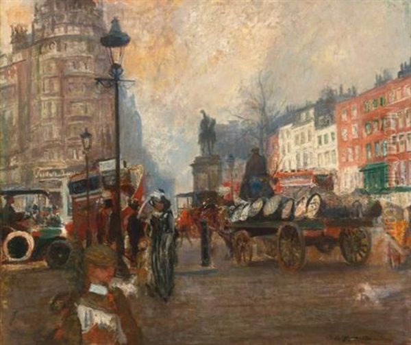 Knightsbridge Seen From Sloane Street, December Oil Painting by Jacques-Emile Blanche