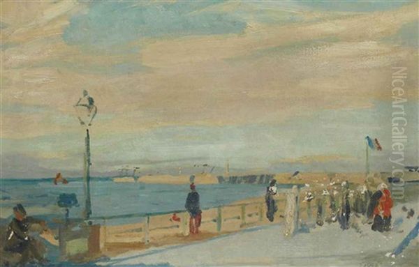 Digue De Dieppe Oil Painting by Jacques-Emile Blanche