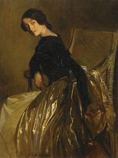 Desiree Manfred En Robe Argentee Oil Painting by Jacques-Emile Blanche