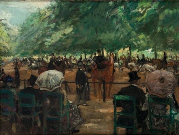 Au Paddock Oil Painting by Jacques-Emile Blanche