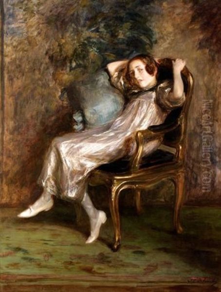 Le Reveil, Portrait De Desiree Manfred Oil Painting by Jacques-Emile Blanche