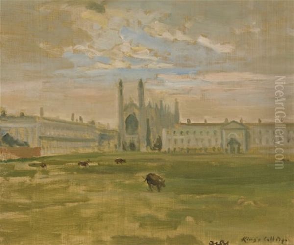 King's College, Oxford Oil Painting by Jacques-Emile Blanche