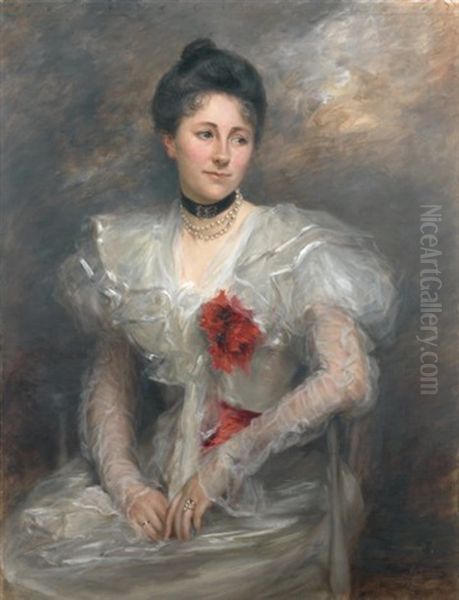 Portrait De Madame Louis Hayaux Du Tilly Oil Painting by Jacques-Emile Blanche