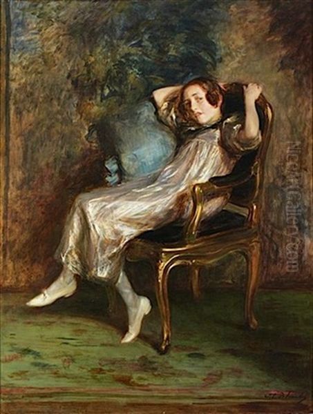 Le Reveil (portrait De Desiree Manfred) Oil Painting by Jacques-Emile Blanche