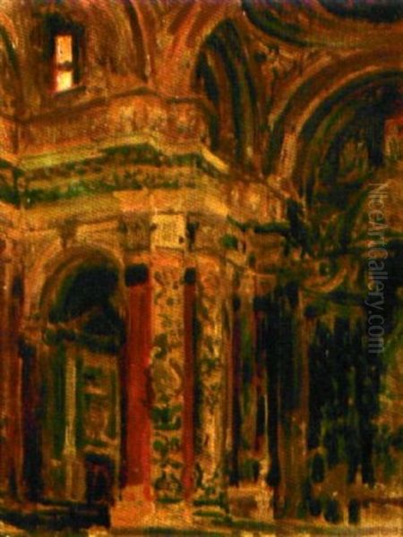 Interieur D'eglise (venise ?) Oil Painting by Jacques-Emile Blanche