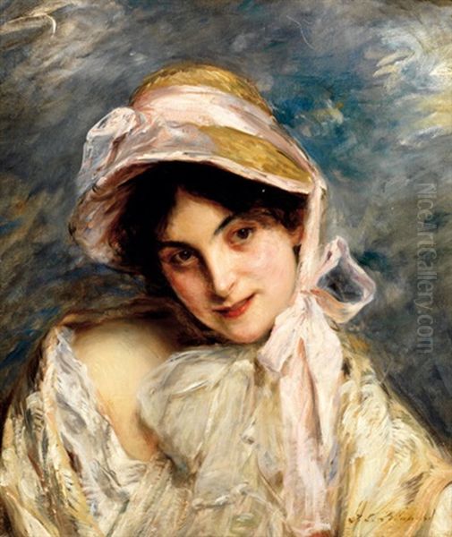 Modele Au Bonnet Oil Painting by Jacques-Emile Blanche