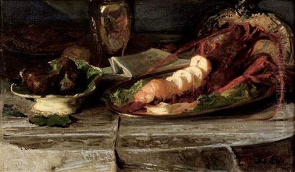 Nature Morte A La Langouste Et Aux Figues Oil Painting by Jacques-Emile Blanche