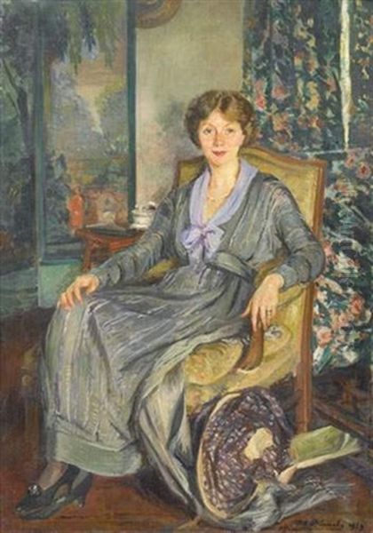 Femme Assise Dans Un Interieur Oil Painting by Jacques-Emile Blanche