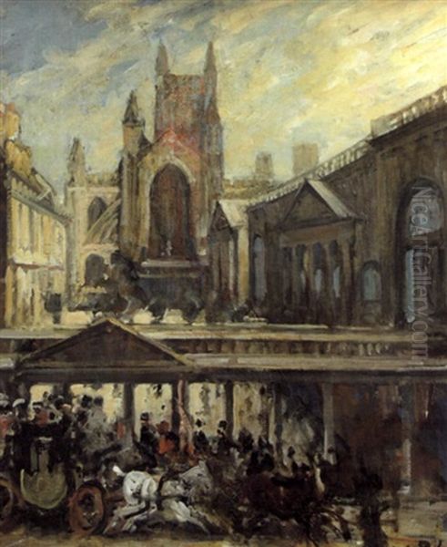 Le Cortege Dans La Ville De Bath Oil Painting by Jacques-Emile Blanche